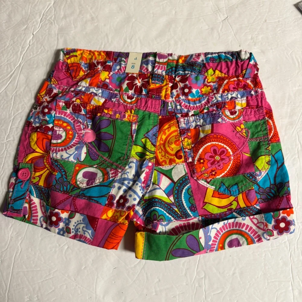 The Childrens Place Girls Patchwork Paisley Floral Shorts Multi-Color Size 8